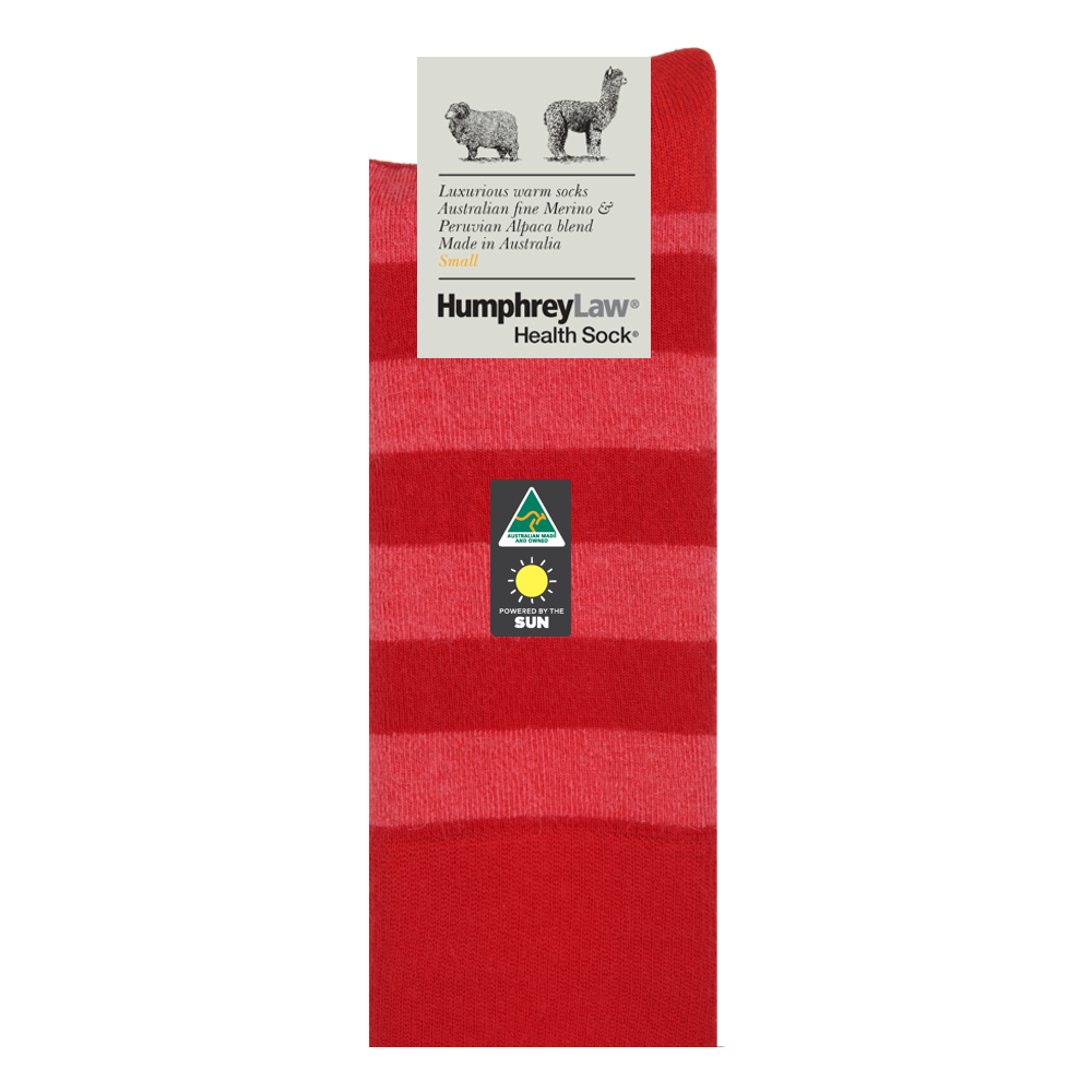 Humphrey Law - Baby Alpaca/Fine Merino Striped Health Socks - Red