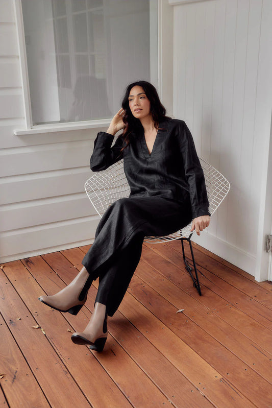 LJC - Lottie Pants - Black Linen