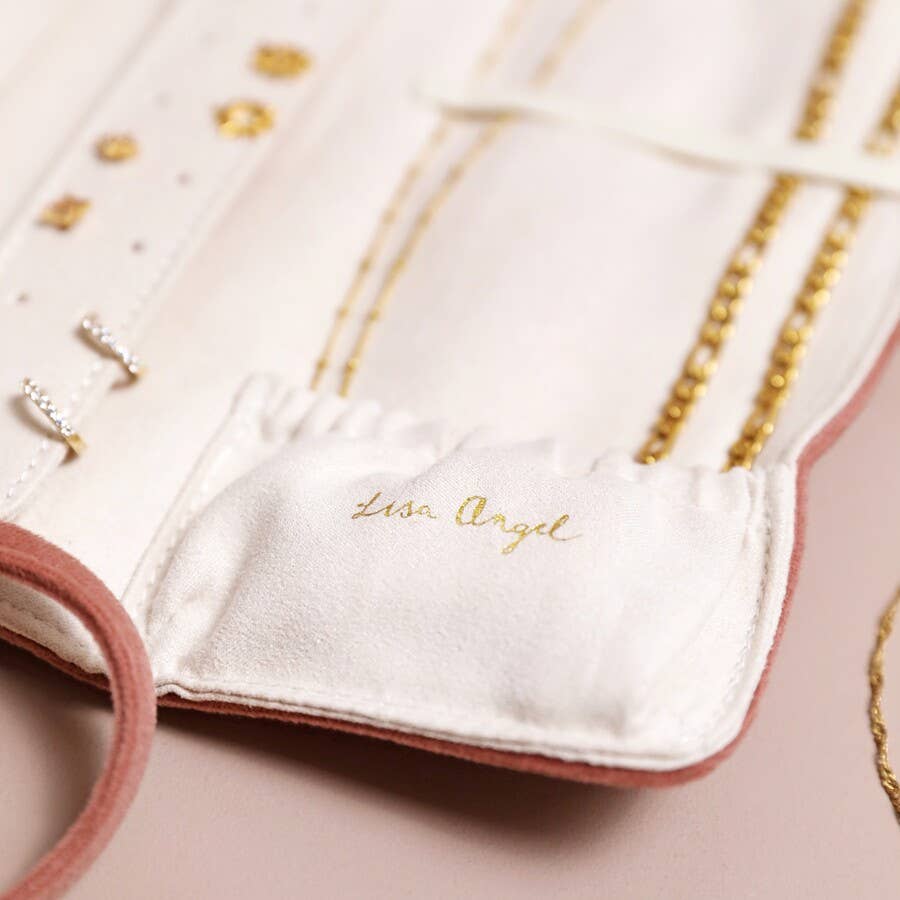 Lisa Angel - Velvet Jewellery Roll - Dusky Pink