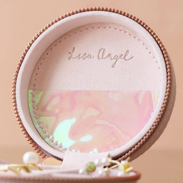 Lisa Angel - Round Travel Jewellery Case - Lavender
