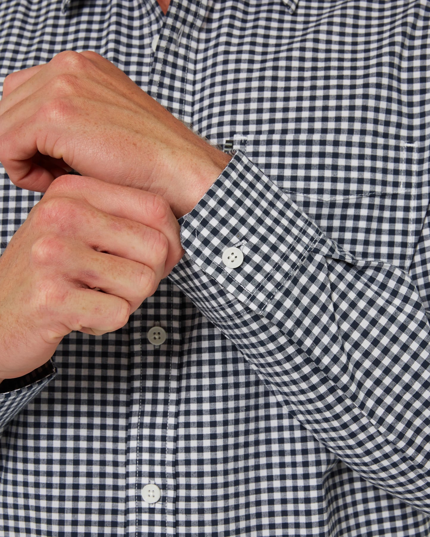 Pilbara - Mens Long Sleeve Gingham Shirt - Navy/White Check