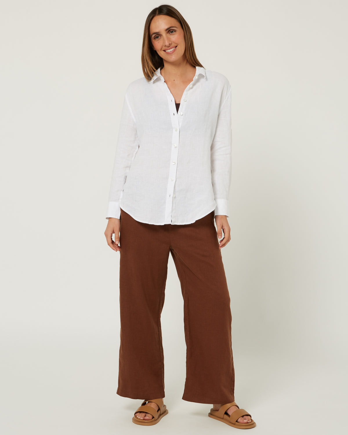 Pilbara- Womens Florence Classic Linen Long Sleeve Shirt - White