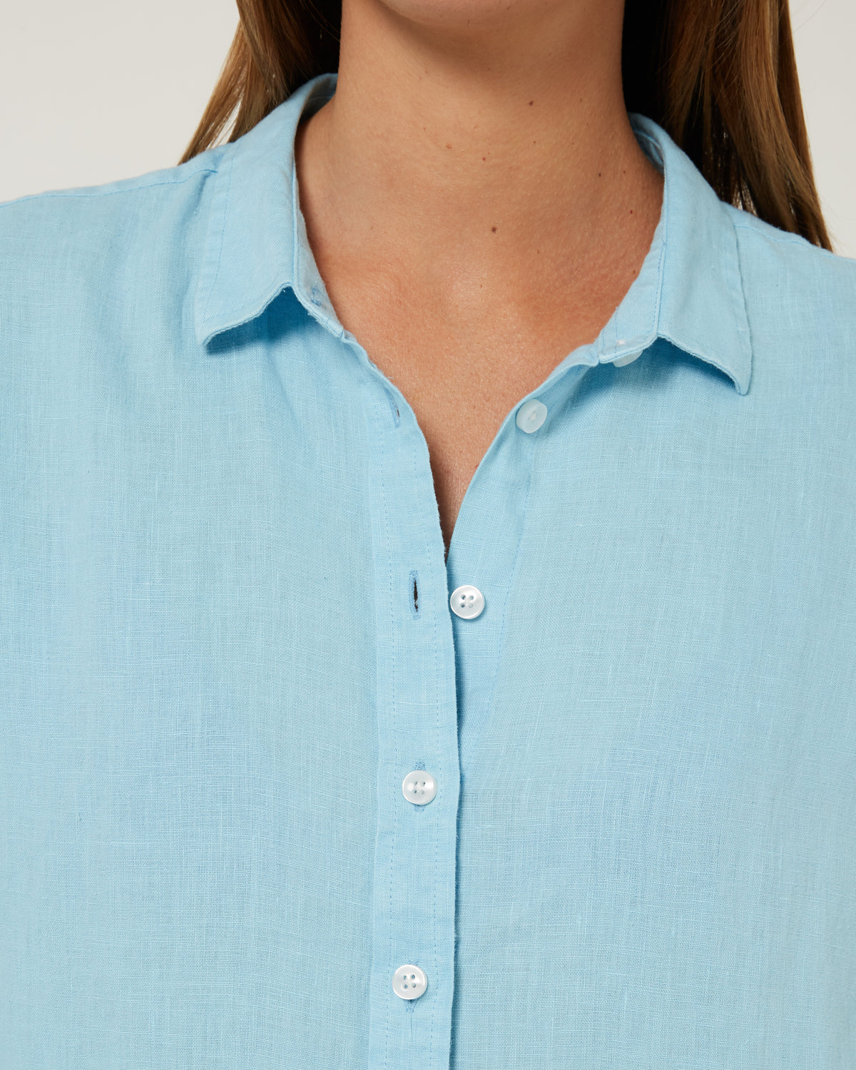 Pilbara- Womens Florence Classic Linen Long Sleeve Shirt - Airy Blue
