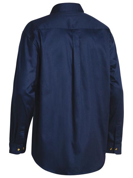 Bisley - Mens Long Sleeve Cotton Drill Open Front Work Shirt - Navy