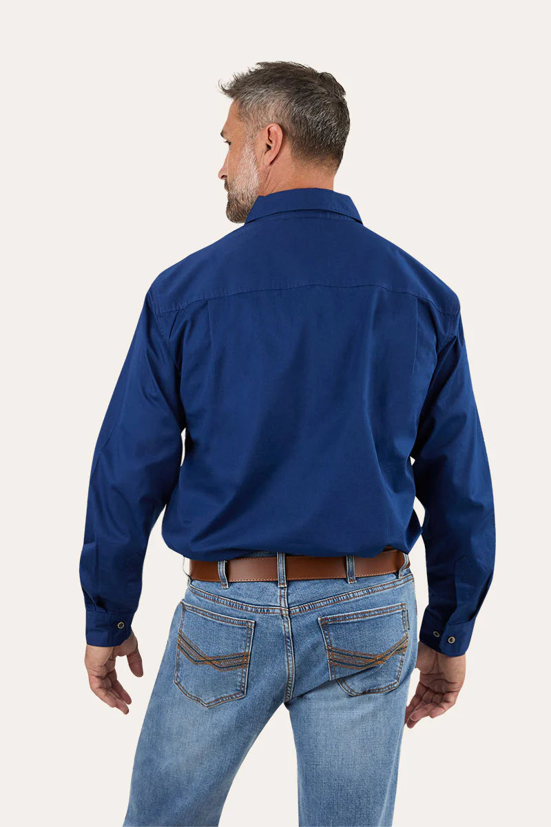 Ringers Western - King River Mens Half Button Work Shirt - Navy