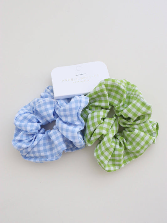 Angels Whisper Accessories - Gingham Scrunchies 2 Pack Set - Berry