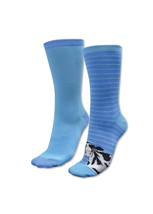 Thomas Cook - Adults Homestead Socks - Blues Cleo Cow
