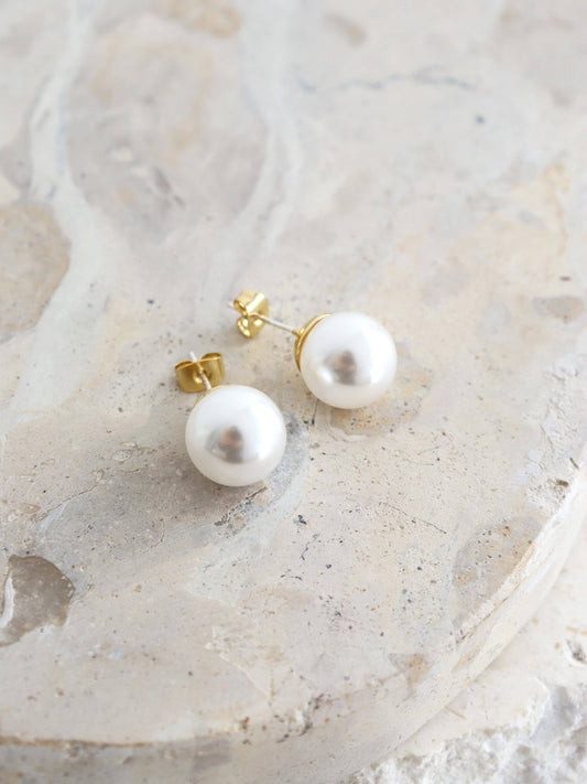 Angels Whisper Accessories - Marisol Glass Pearl 18K Gold Plated Earrings