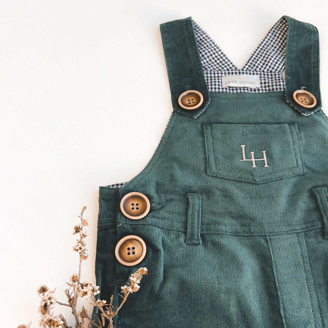 Love Henry - Baby Boys Roy Dungaree - Green Corduroy