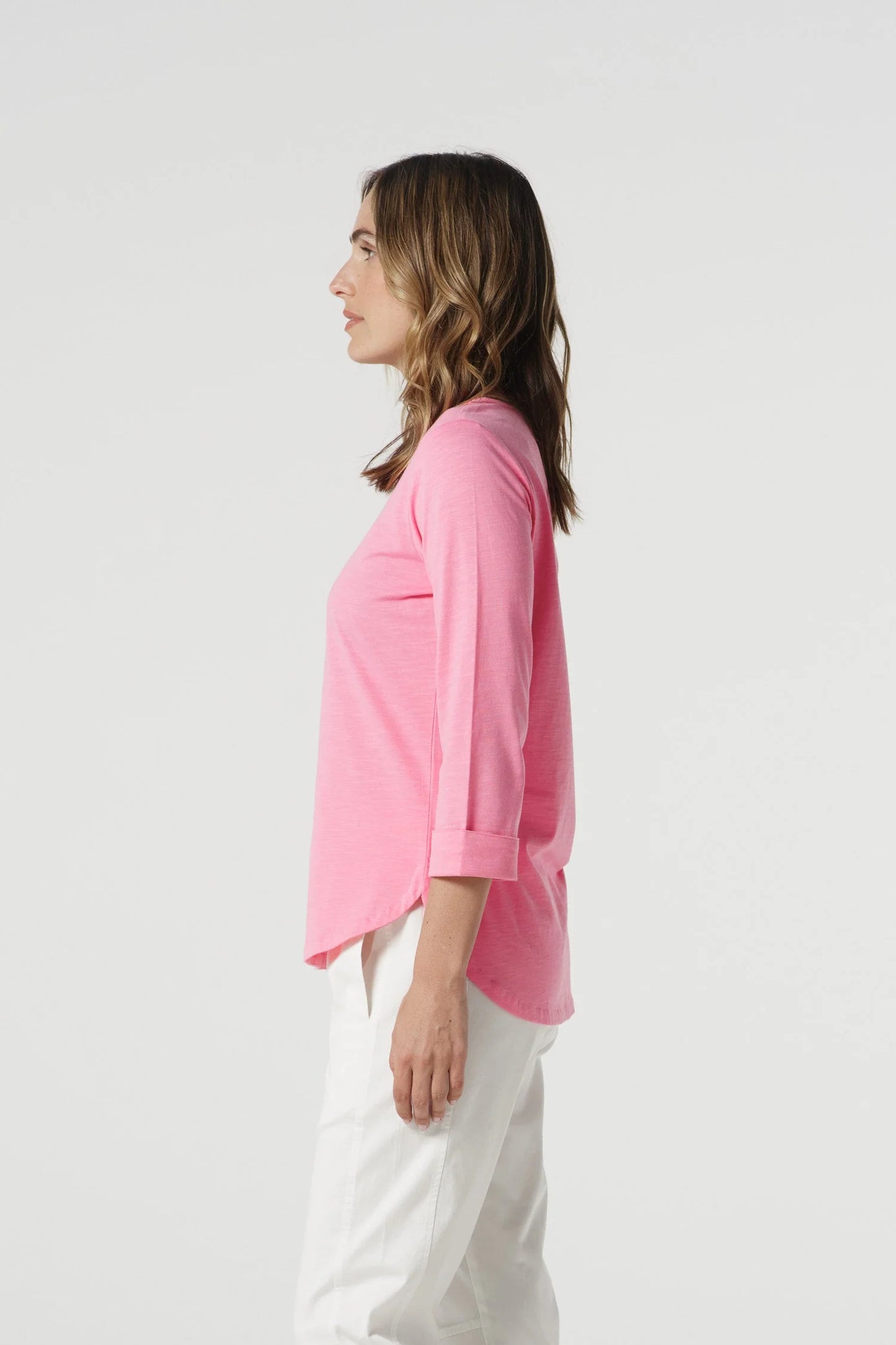 Goondiwindi Cotton - Classic Cotton 3/4 Sleeve Tee - Pink Cosmos
