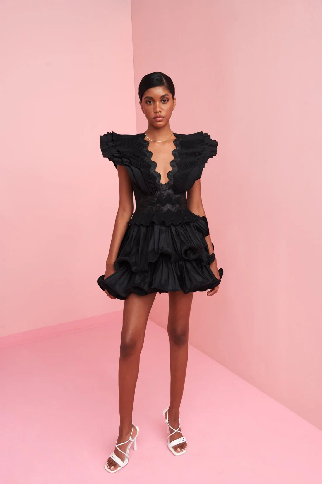 HIRE DRESS - CELIA B - PRISMA BLACK MINI DRESS