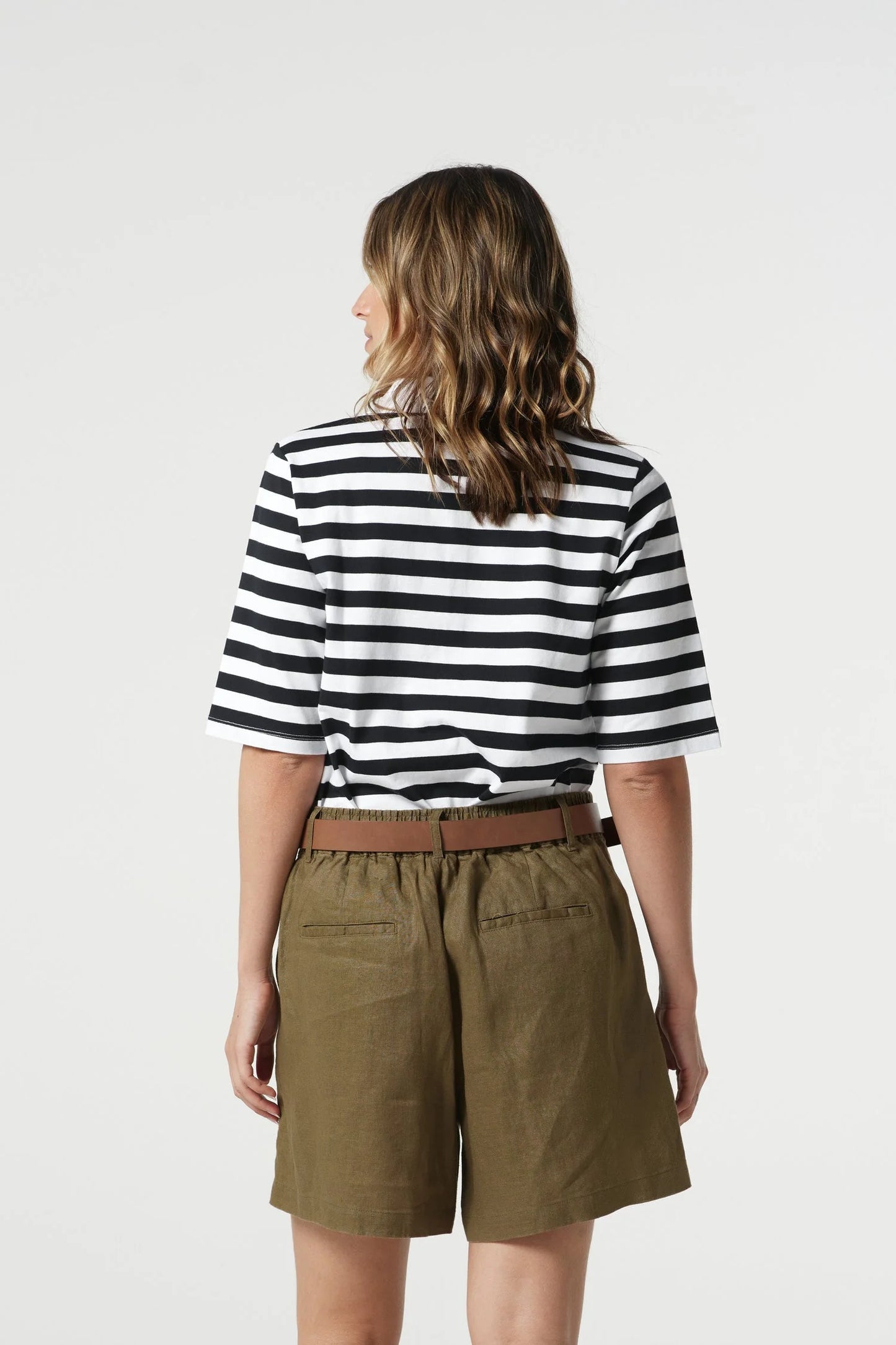 Goondiwindi Cotton - 3/4 Sleeve Stripe Polo - Navy/White