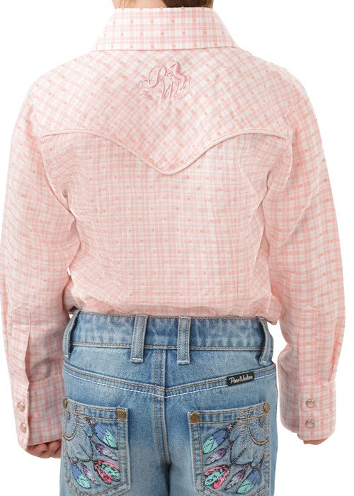 Pure Western - Girls Olivia Check Westen Long Sleeve Shirt - Pink