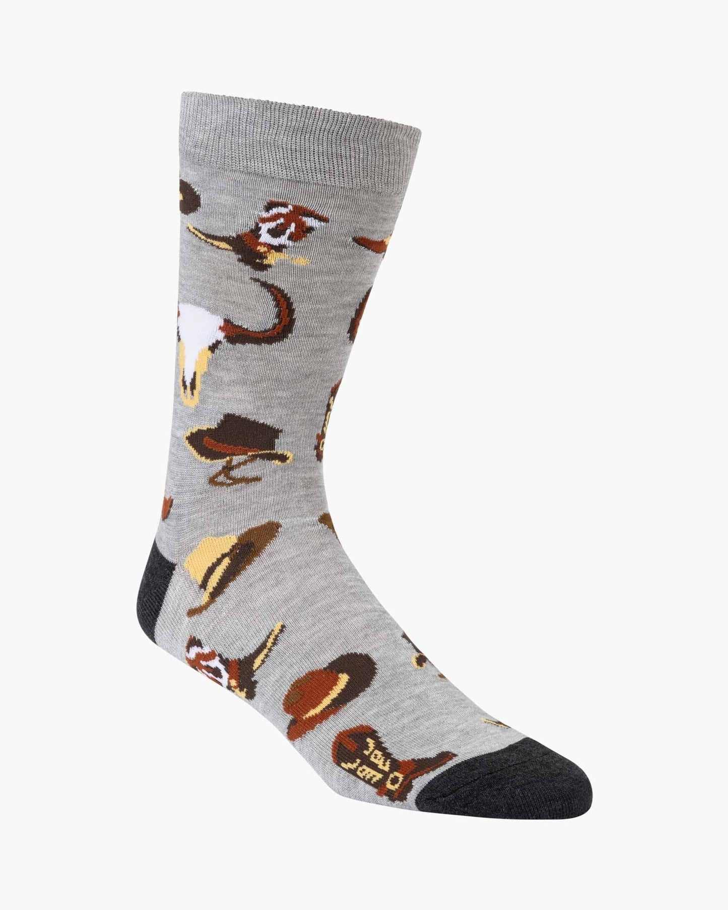 Bamboozld - Mens Cowboy Boots & Spurs Bamboo Sock - Grey