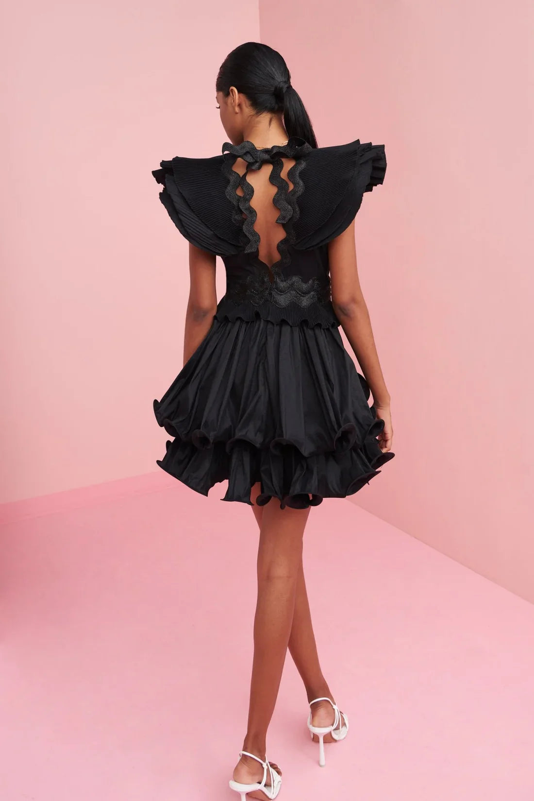 HIRE DRESS - CELIA B - PRISMA BLACK MINI DRESS