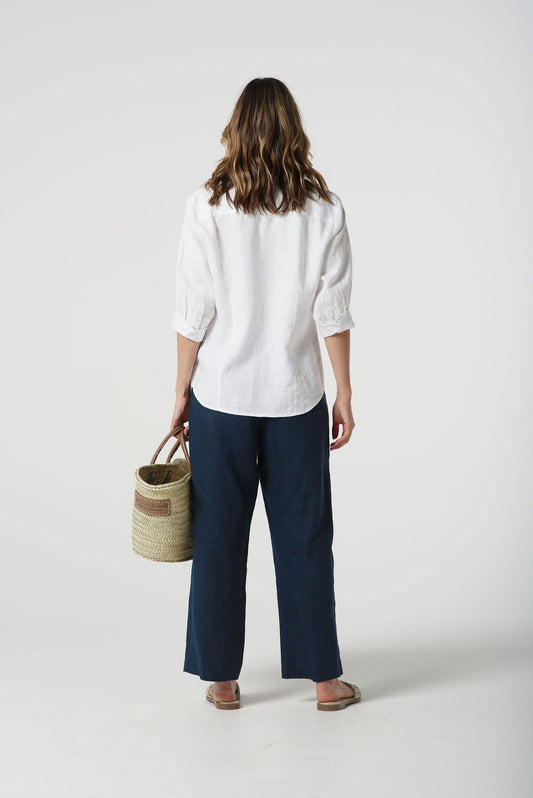 Goondiwindi Cotton - 3/4 Frill Shirt - 100% Linen - Optical White