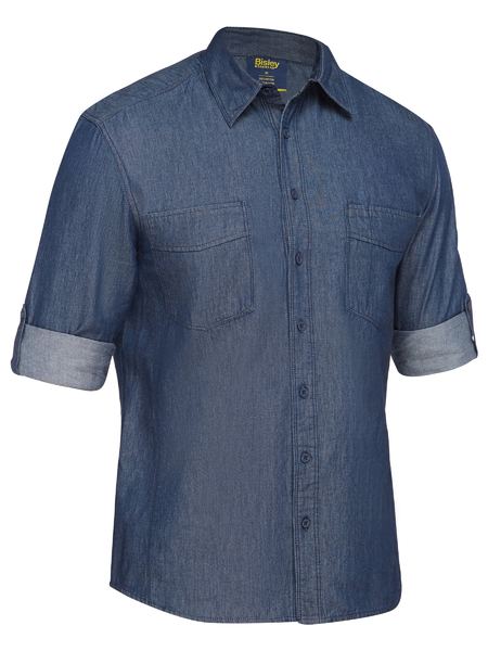 Bisley - Mens Open Front Work Shirt - Denim