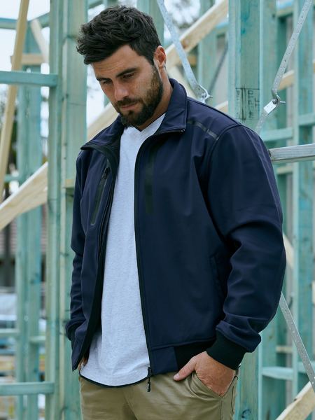 Premium Soft Shell Bomber Jacket - Navy