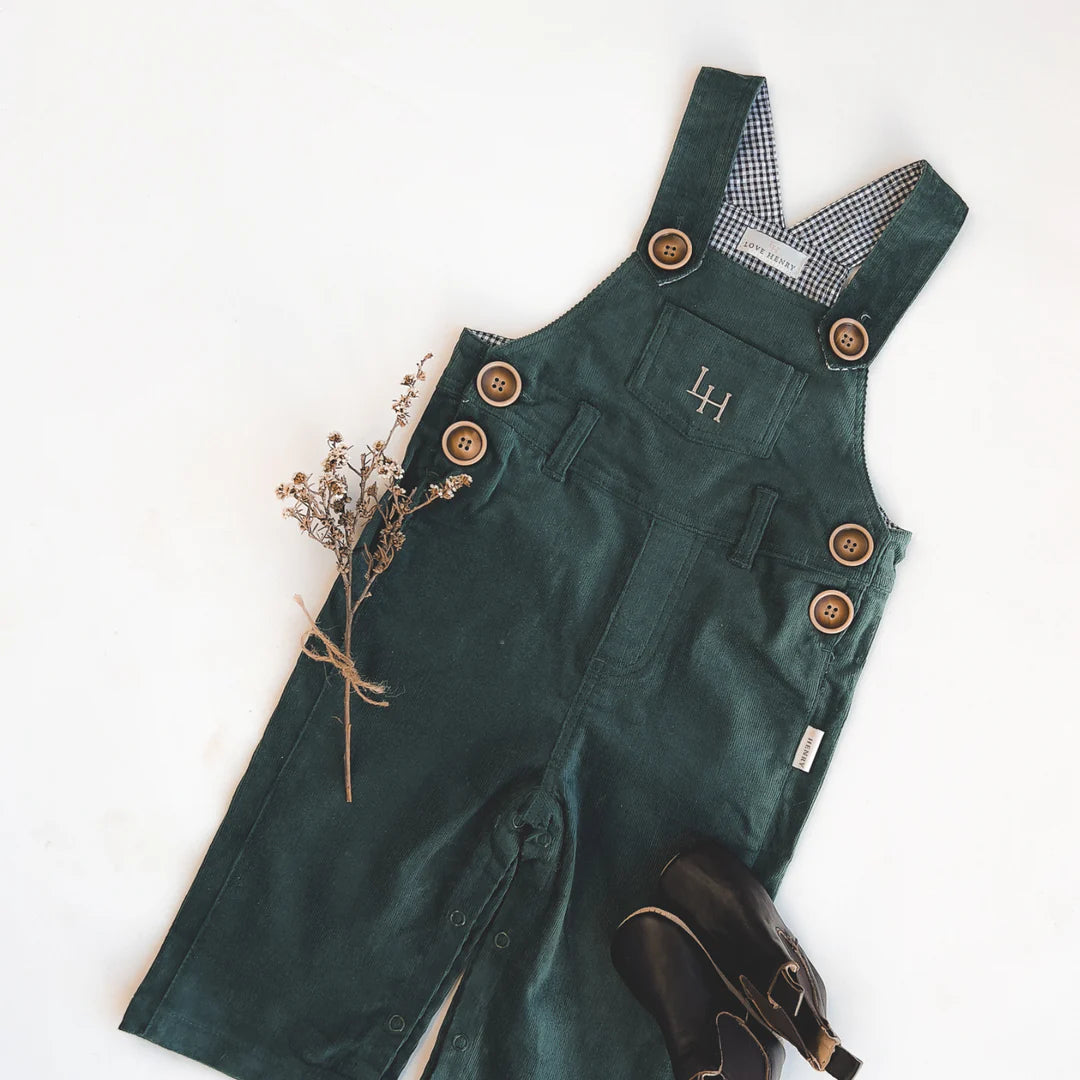 Love Henry - Baby Boys Roy Dungaree - Green Corduroy