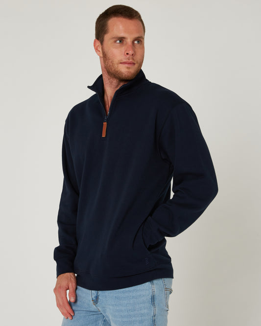 Pilbara - Pilbara Mens Zipper C/F Fleece Pullover - Navy