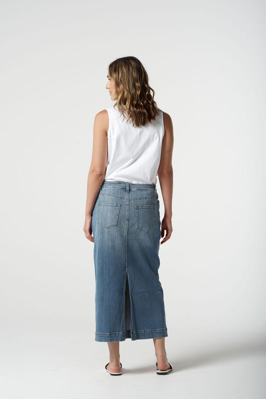 Goondiwindi Cotton - Denim Maxi Skirt - Light Blue
