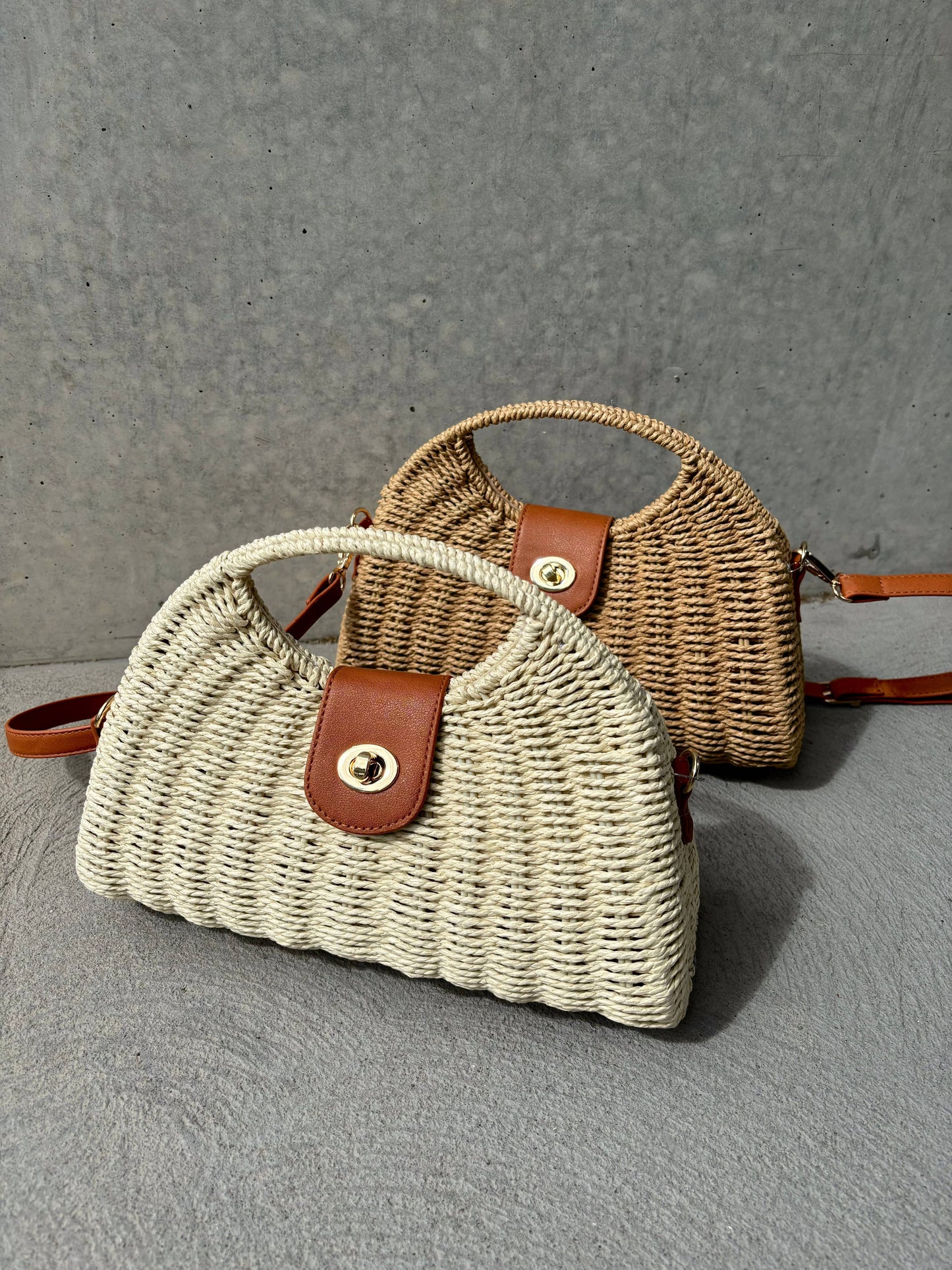 Angels Whisper Accessories - Maggie Summer Straw Bag - Beige