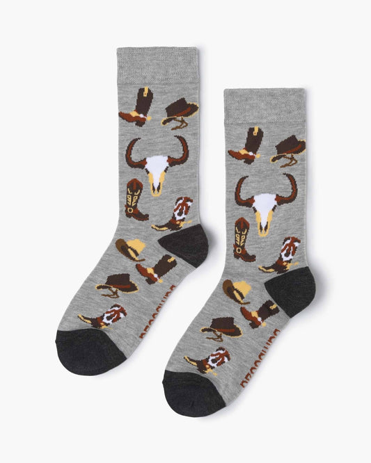 Bamboozld - Womens Cowboy Boots & Spurs Bamboo Sock - Grey