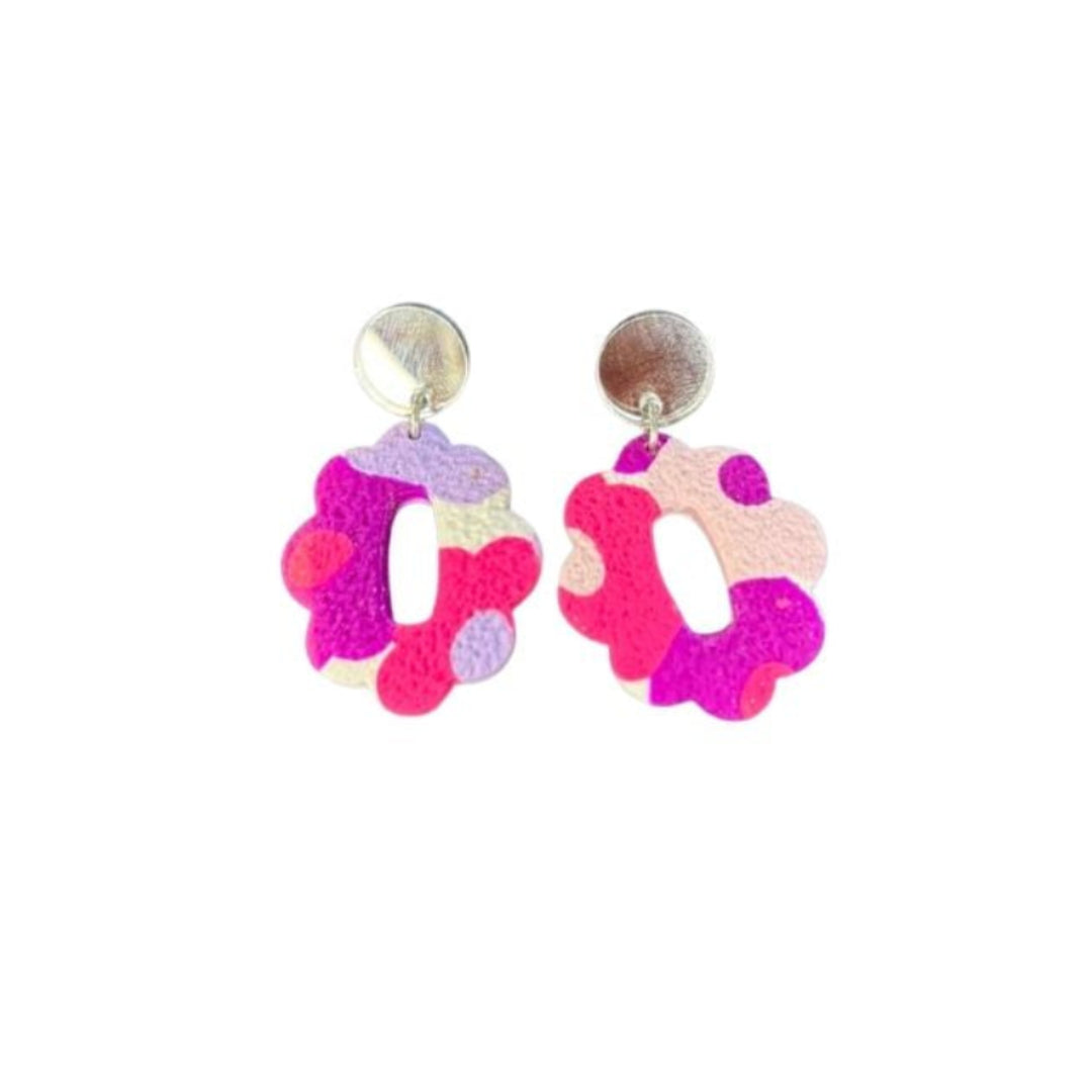 Rhianna's Earrings - Clay Bloom Dangle - Pink/Purple