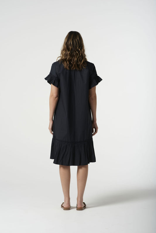 Goondiwindi Cotton - Ruffle Midi Dress - Dark Navy