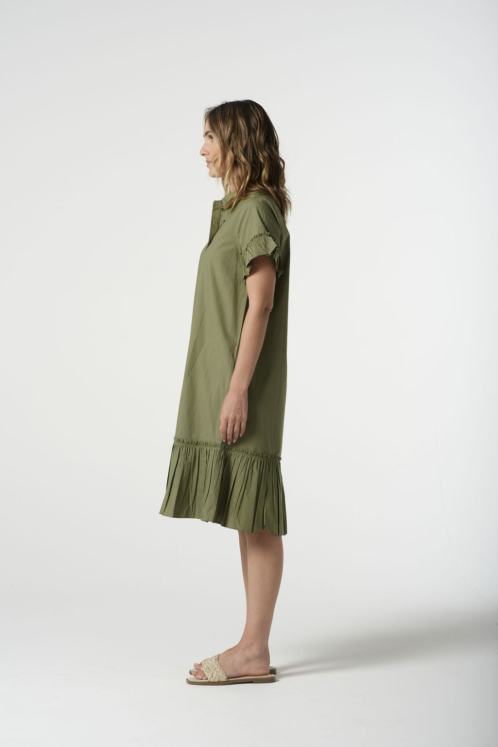 Goondiwindi Cotton - Ruffle Midi Dress - Sage Green