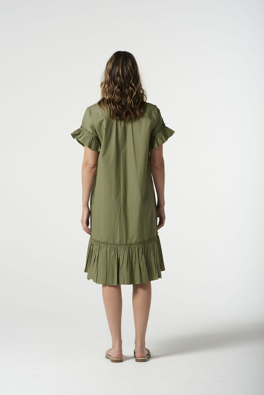 Goondiwindi Cotton - Ruffle Midi Dress - Sage Green