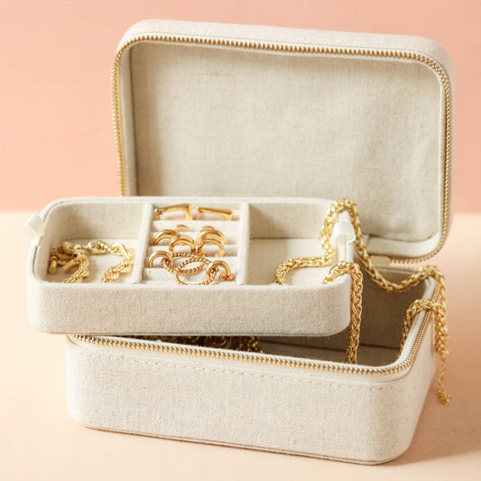 Lisa Angel - Jewellery Case - Natural Linen