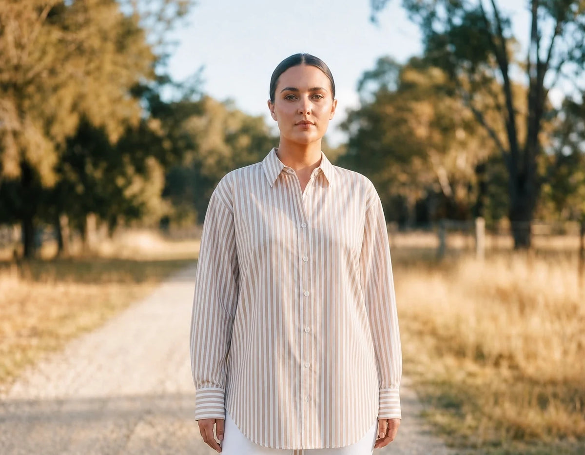 Peter Bill - Lunar Shirt - Beige Stripe