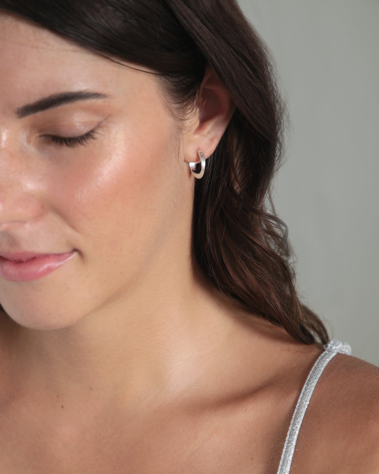 Pele - Earrings - Moto Silver Hoops