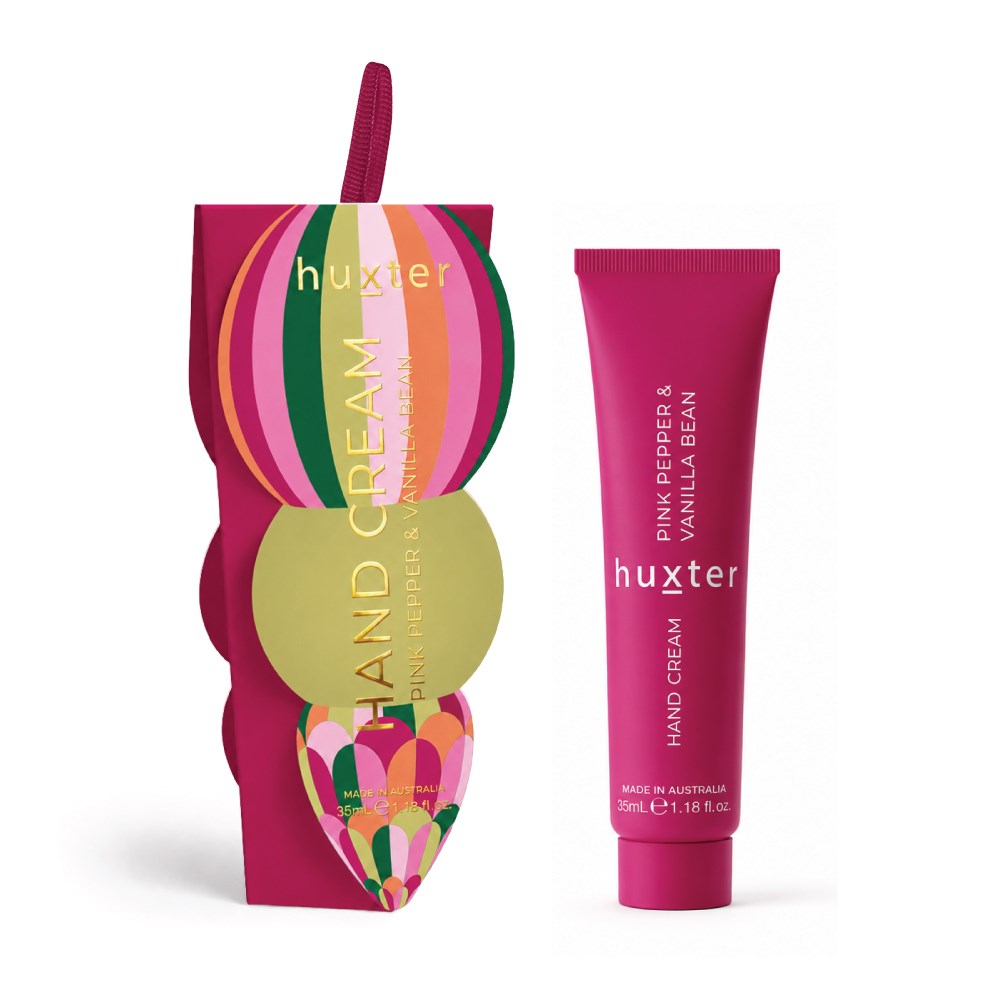 Huxter - Hanging 35ml Hand Cream - Mulberry - Stripes - Adorned Xmas - Pink Pepper & Vanilla Bean