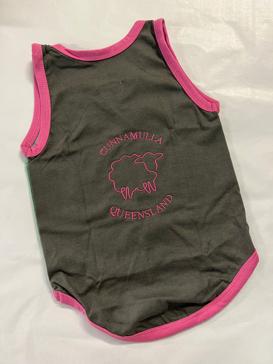 Shearing Singlet  - Cunnamulla Embroidery - Childrens Pastal
