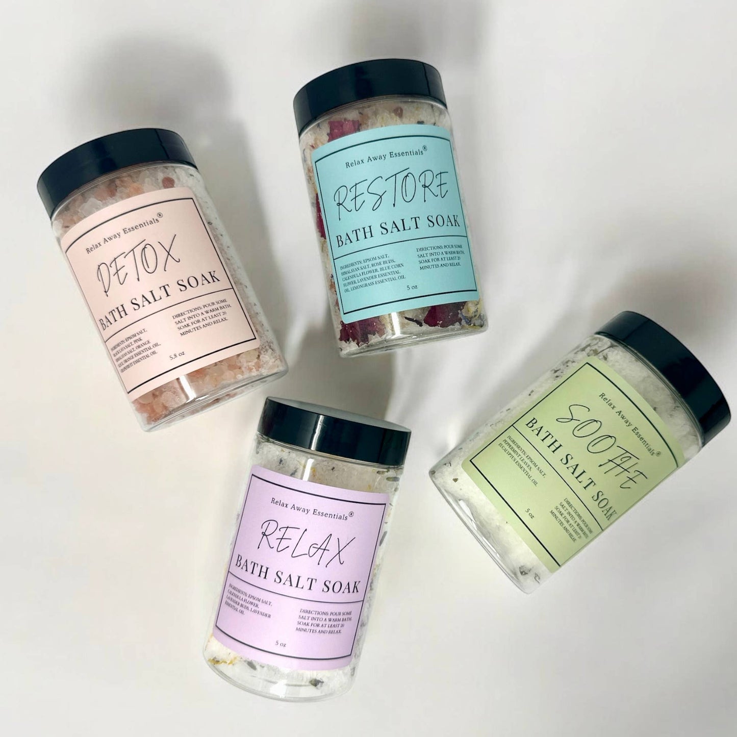 Relax Away Essentials - Bath Salt Soak - Spa Soak - Restore
