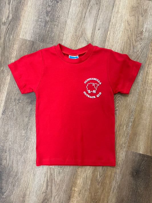 LW REID  - Miller Combed Tee - Red with Cunnamulla Transfer