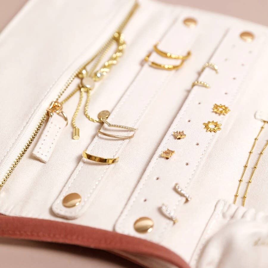 Lisa Angel - Velvet Jewellery Roll - Dusky Pink