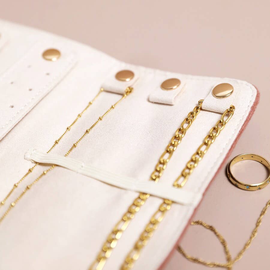 Lisa Angel - Velvet Jewellery Roll - Dusky Pink
