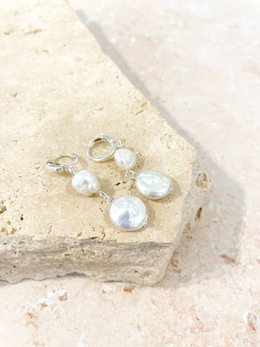 Angels Whisper Accessories - Aura Pearl Silver Plated Earrings
