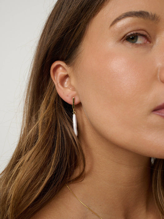 Angels Whisper Accessories - Seala Fresh Water Pearl Drop Earring - Gold