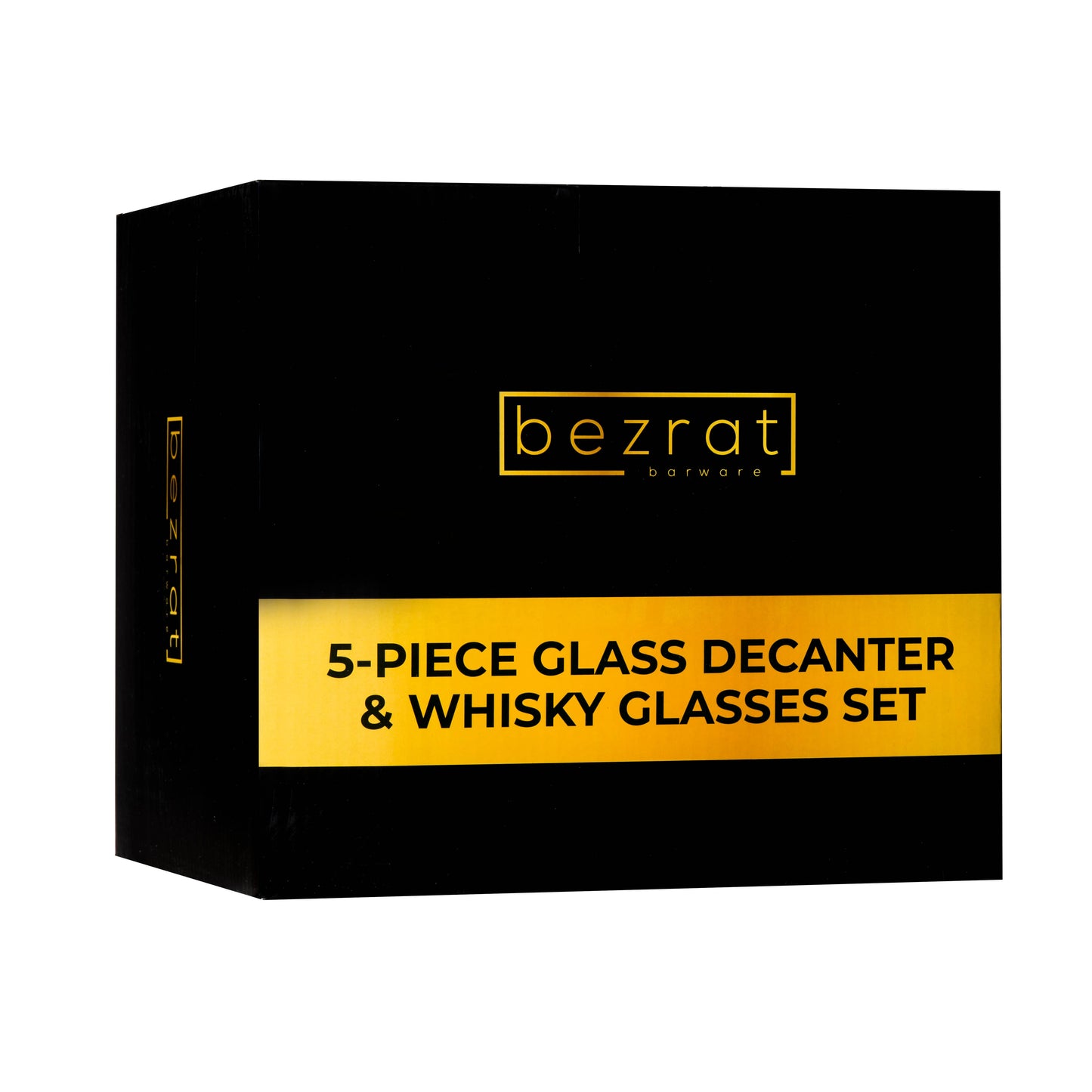 Bezrat -Whiskey Decanter & 4 Whiskey Glasses Set Airtight Stopper