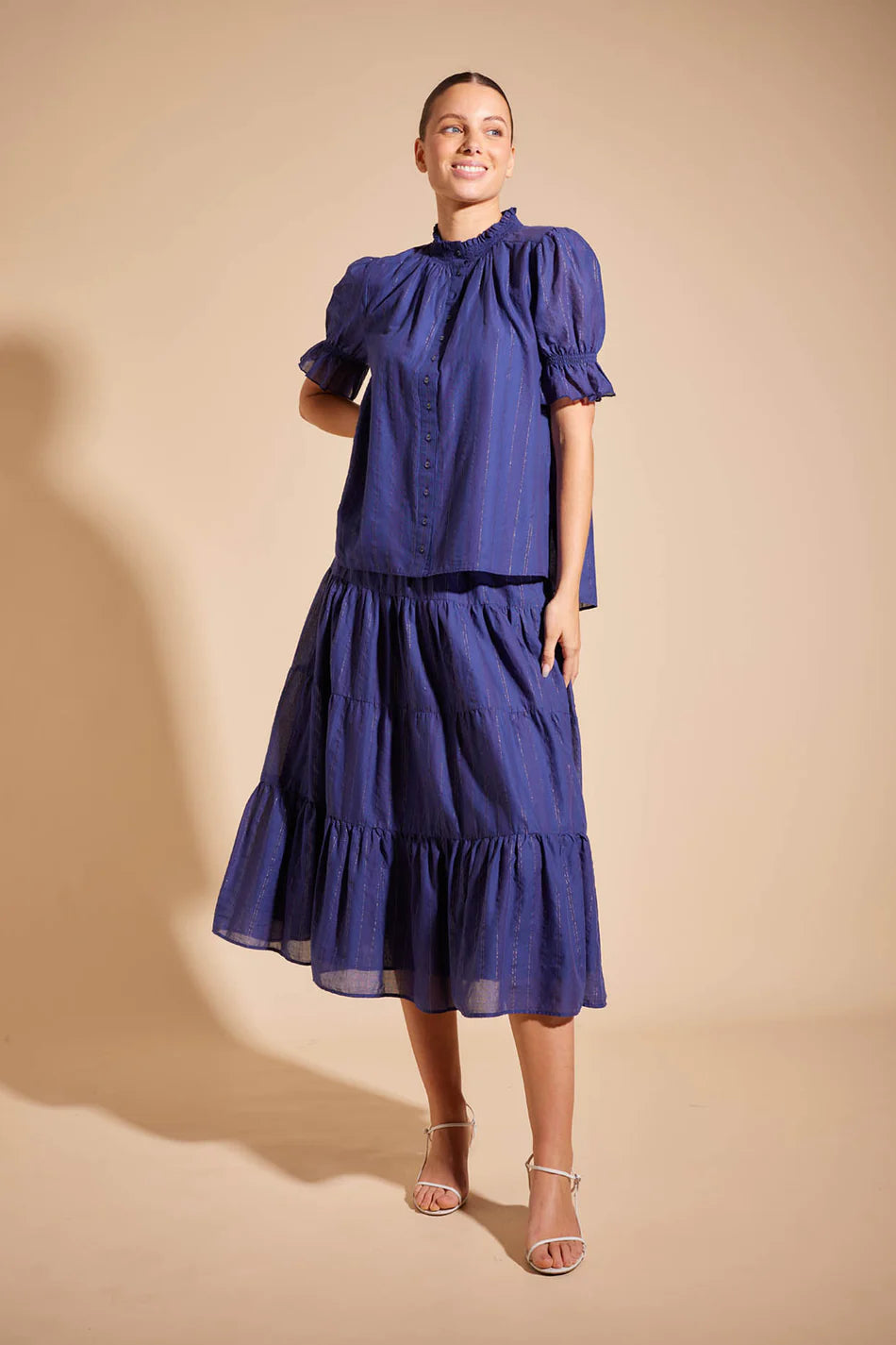 Alessandra - Veronica Stripe Shirt - Navy