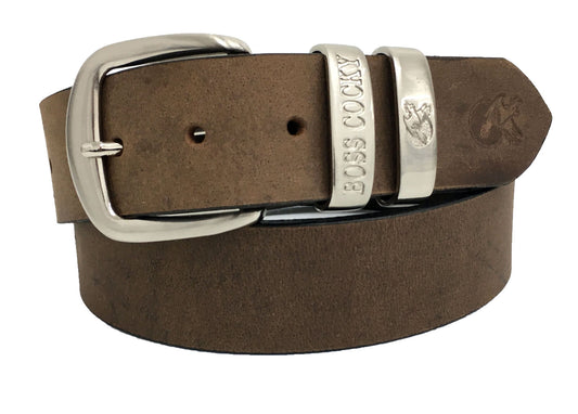 Boss Cocky- Leather Belt -Muster - Vintage Brown