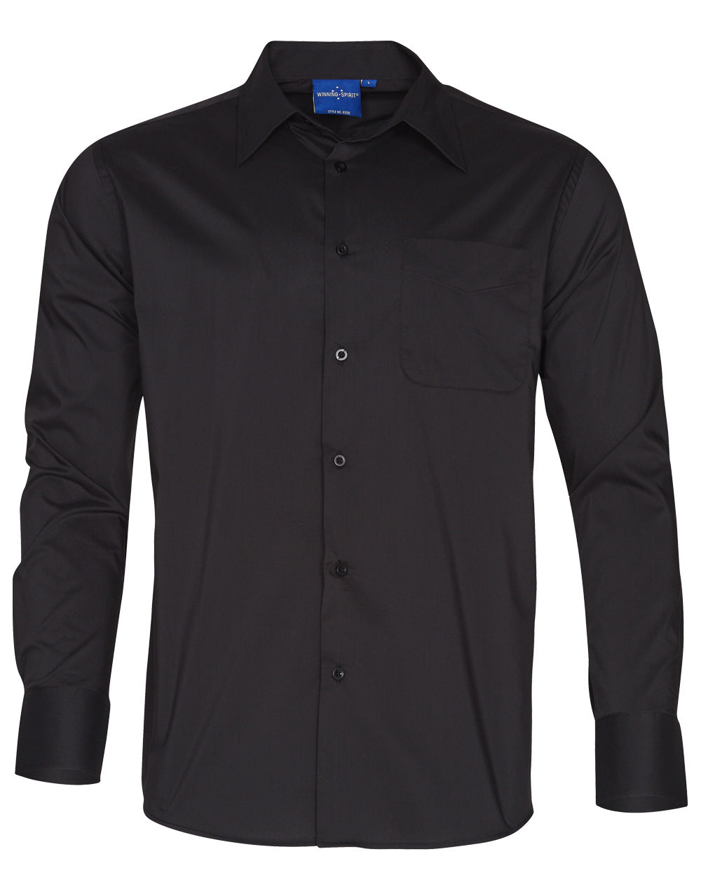 Winning Spirit - Mens Open Front Dress Shirt - Teflon - Black