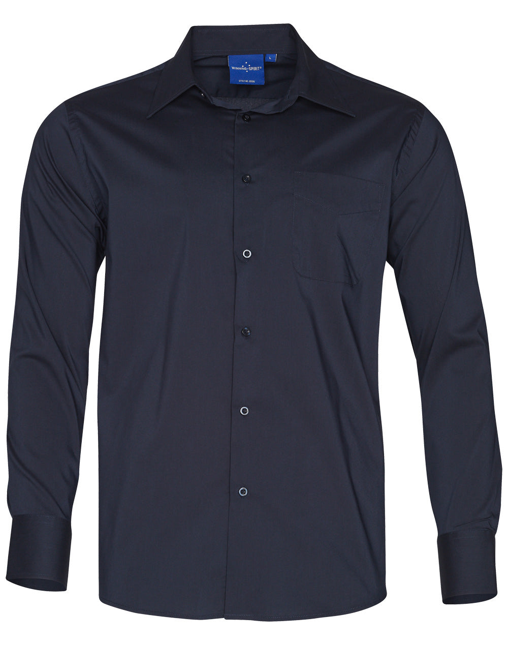 Winning Spirit - Mens Open Front Dress Shirt - Teflon - Navy