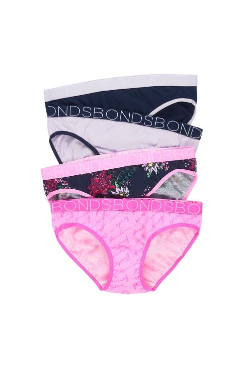 Bonds - Girls Bikini Underpants 4 Pack - Pink