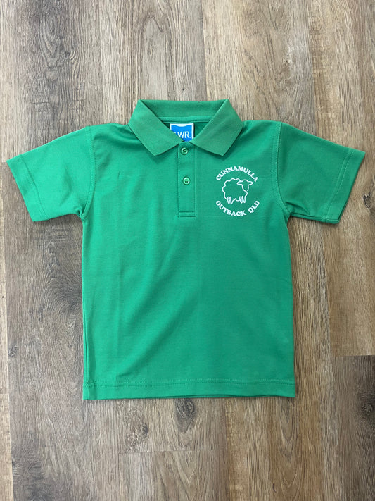 LW REID - Coats CB Plain S/S Polo - Green with Cunnamulla Transfer