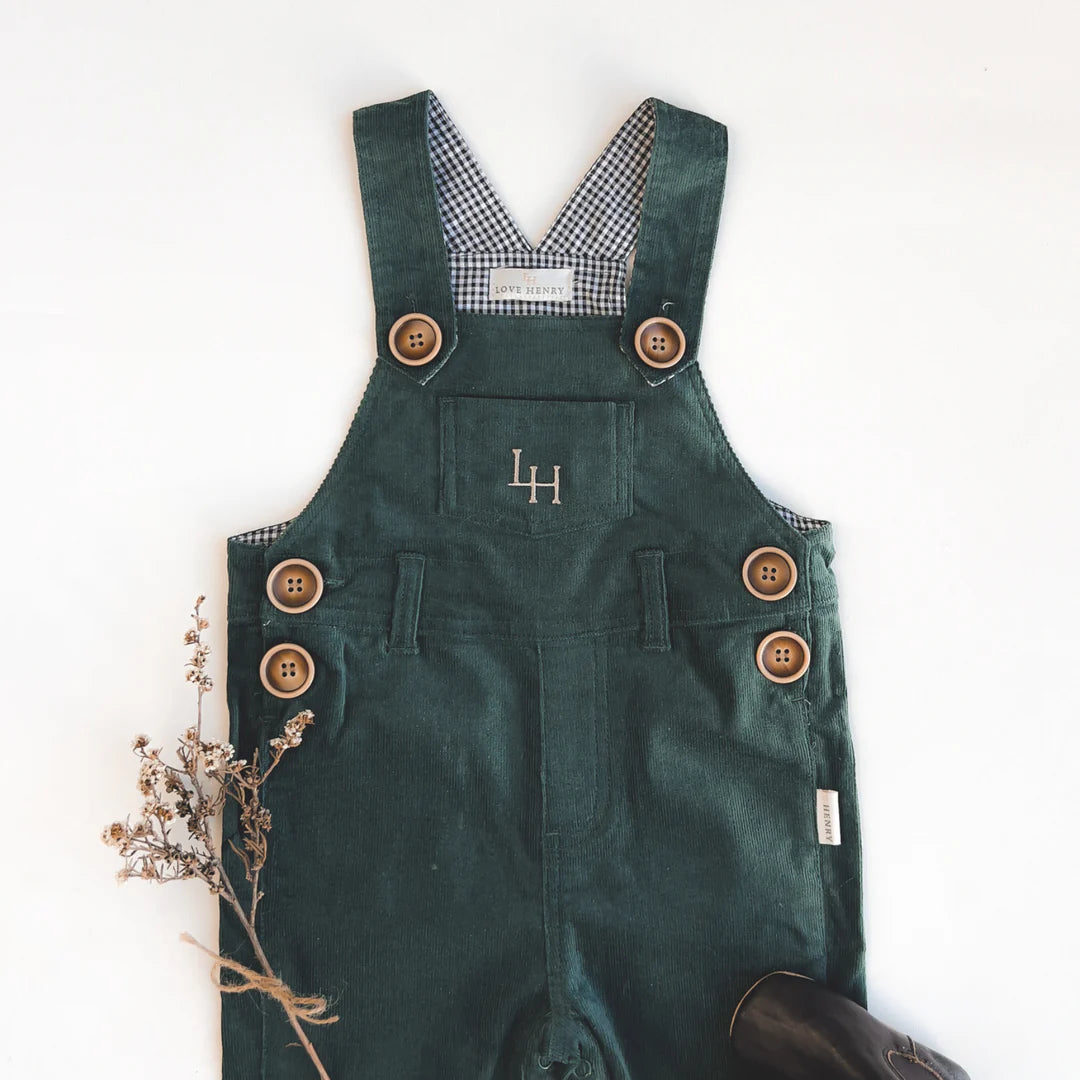 Love Henry - Baby Boys Roy Dungaree - Green Corduroy